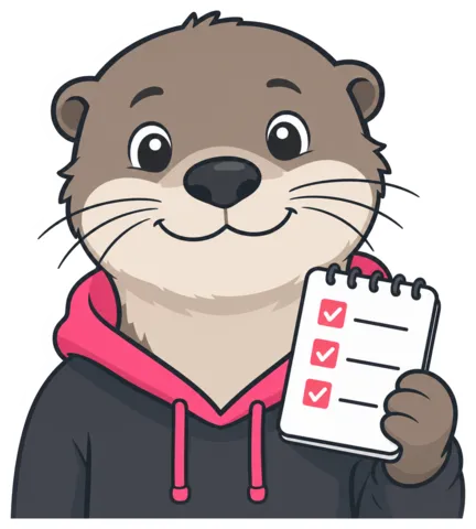 The Meeting Action Clerk, a cartoon otter with a notepad